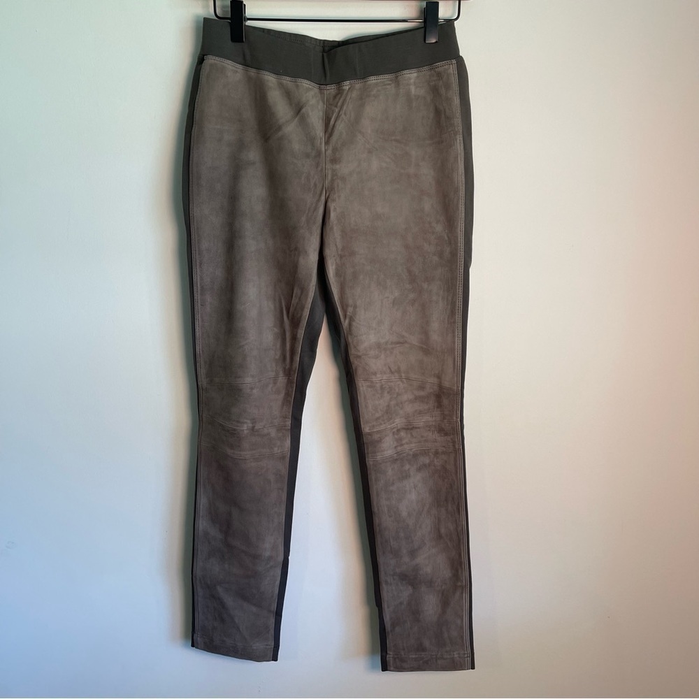 Lafayette 148 New York genuine suede front tan skinny fit pants size small